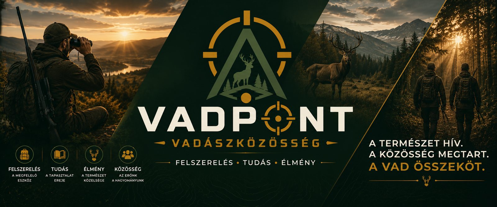 Vadpont Vadászközösség – Felszerelés · Tudás · Élmény. A természet hív, a közösség megtart, a vad összeköt.